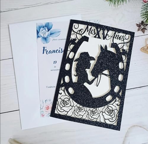 50pc Horse Girl Laser Cut Birthday Party Invitation Set With Envelope