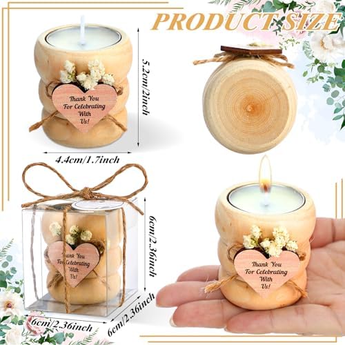 MTLEE 16 Piece Wooden Tealight Candle Holder Set with Cards and Rope