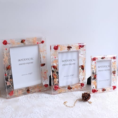 Botanical Picture Frame with Dried Flowers 35x5 4x6 5x7 Sizes