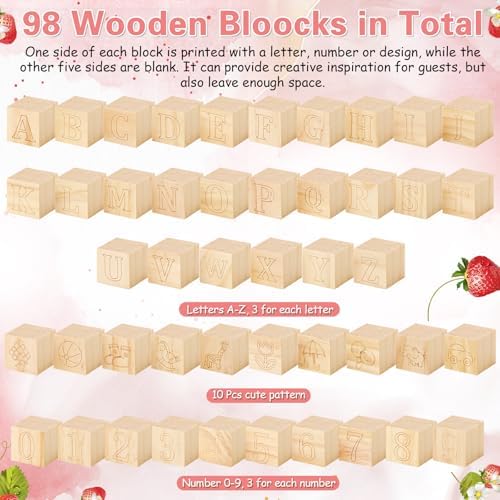 Marsui 136 Pcs Baby Shower Blocks Game Kit Strawberry