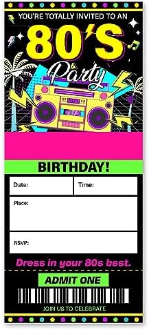 VAHATAN 80s Party Invitations 20 Pack with Envelopes