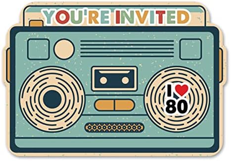 80s Birthday Party Invitations with Envelopes 20 Set