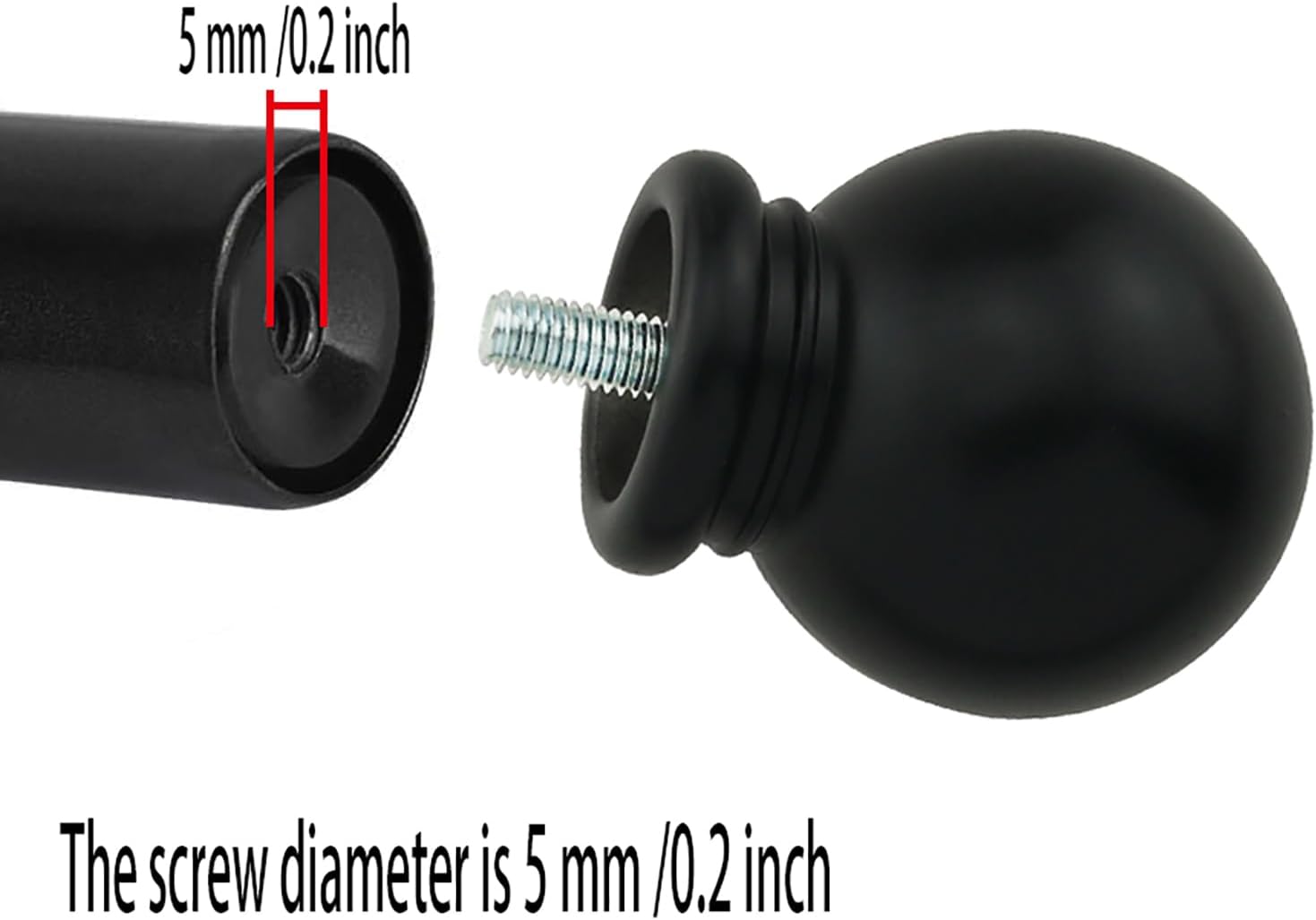 Round Curtain Rod Finials 2PCS Black Plastic Ends