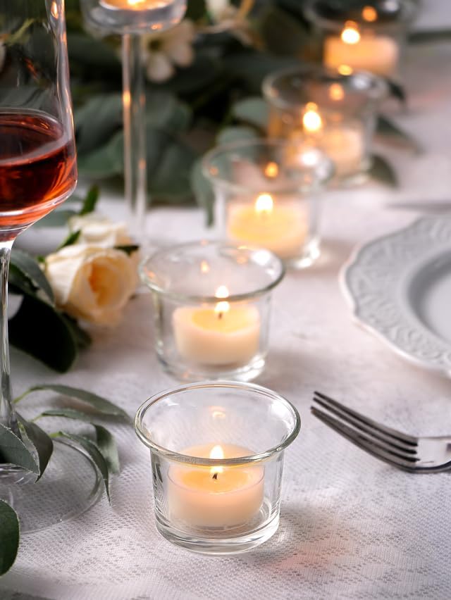 Letine Tea Light Holder Set of 12 Clear Glass Votive Candle Holders