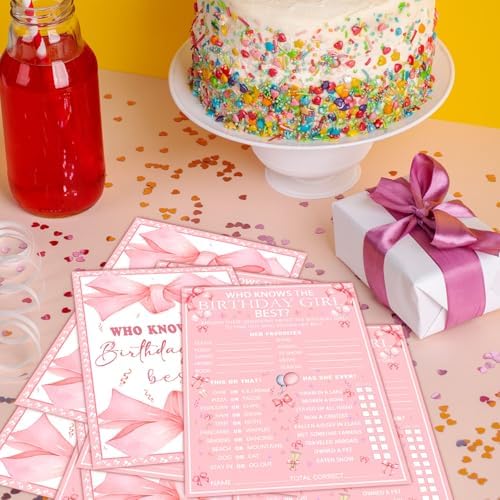 Who Knows The Birthday Girl Best Pink Party Game Cards 20 Questions