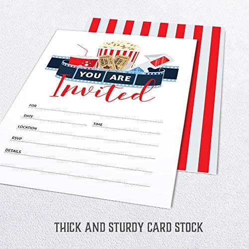 Movie Party Invitations with Envelopes Pack of 25