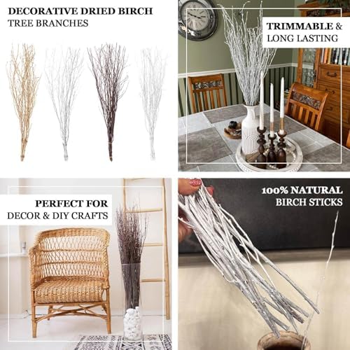 Efavormart 6 Pack Metallic Silver Birch Tree Vase Fillers