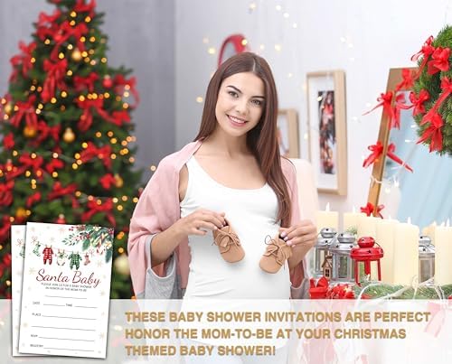 Christmas Baby Shower Invitations with Envelopes - Winter Wonderland 4x6 Card Set