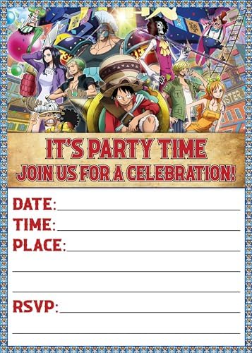 ENDLESS CHOICES 20 Piece Anime Birthday Invitations and Envelopes