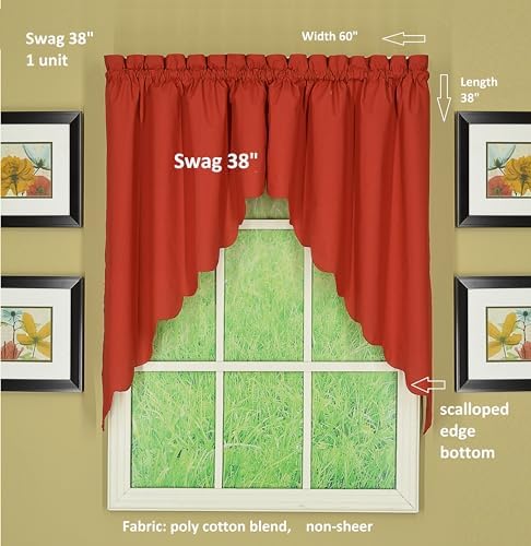 Todays Curtain CA2003K Orleans 38 Inch Swag Pair Tambour Scallop Edge Curtain