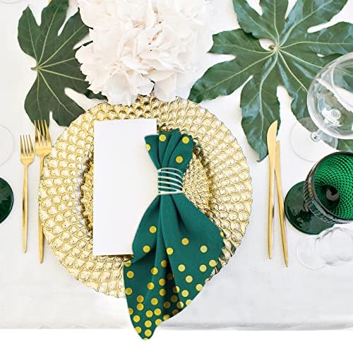 100 Pack Green and Gold Cocktail Napkins for Parties