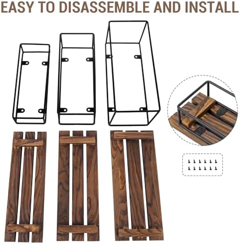 MyGift 3-Tier Rustic Burnt Wood Display Riser Stand