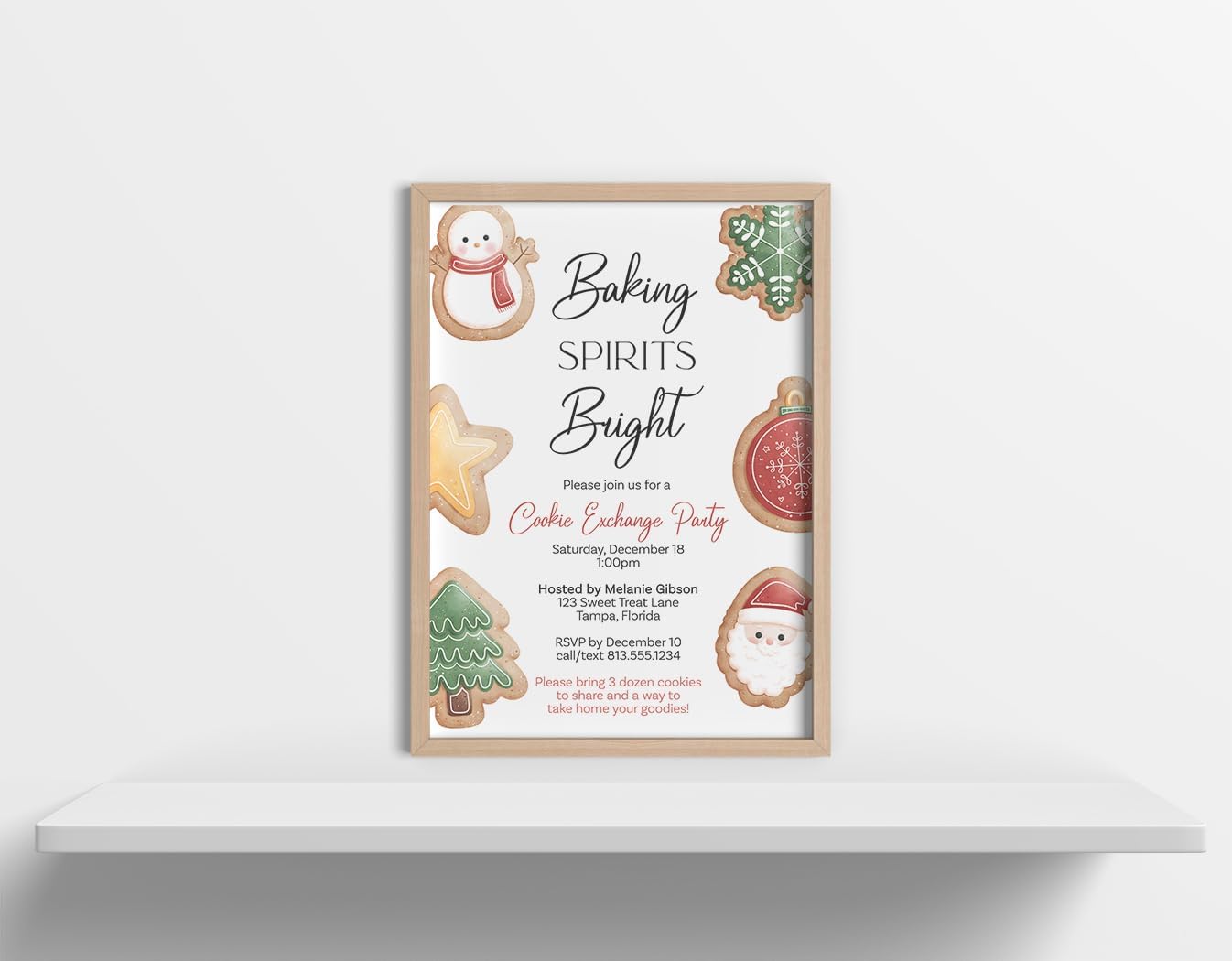 Cookie Exchange Invitations with 12 Count Custom Printed Cards
