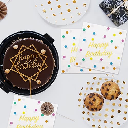 DYLIVeS Gold Foil Dots Birthday Napkins 65 Inch Pack of 50