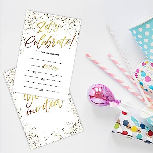 Lets Celebrate 20 Golden Classic Invites With Envelopes