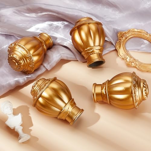 AHANDMAKER 4 Pcs Gold Plastic Curtain Rod Finials
