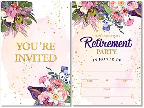 Soiceu Floral Party Invitations Set of 20 with Envelopes