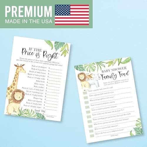 Hadley Designs 20 Safari Baby Shower Games - Gender Neutral