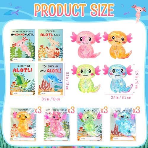 HyDren 12 Pcs Axolotl Fidget Toy with Cards 1