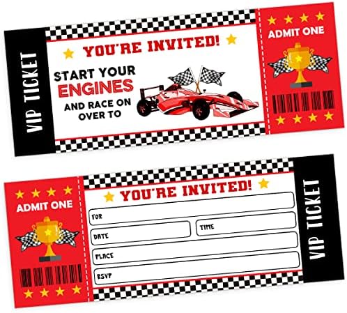 UBLURO Car Racing Birthday Party Invitations 20 Tickets with Envelopes