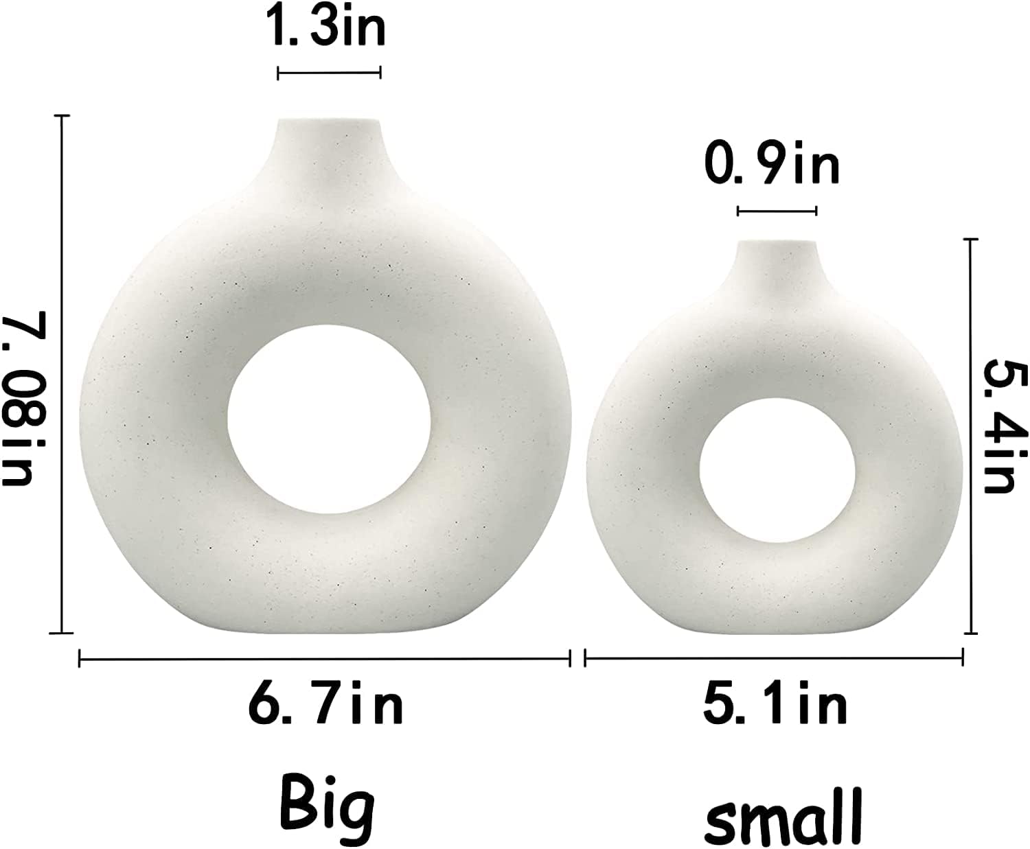 White Ceramic Vases 2 Pack Modern Home Decor
