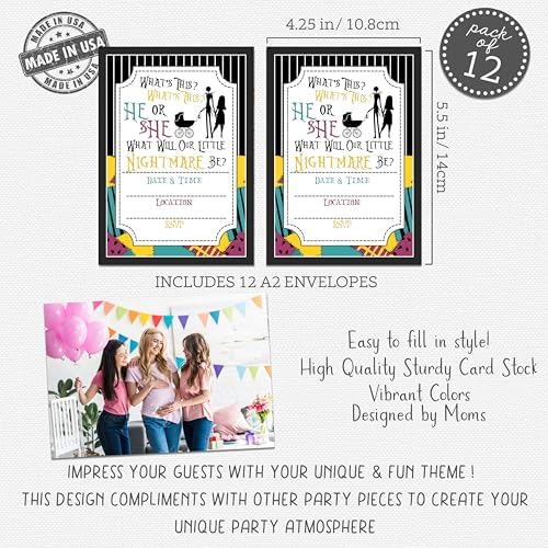 Nightmare Before Christmas Themed Baby Shower Invitations Set of 12
