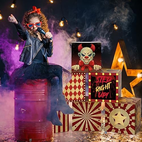 Tenceur 6 Piece Creepy Clown Decor Boxes