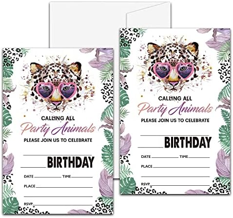 Levitatinyear Animals Birthday Party Invitation Set