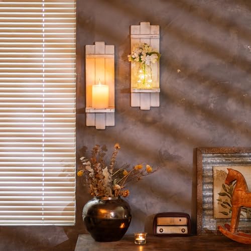Walasis Farmhouse Candle Sconces Wall Decor Set of Two