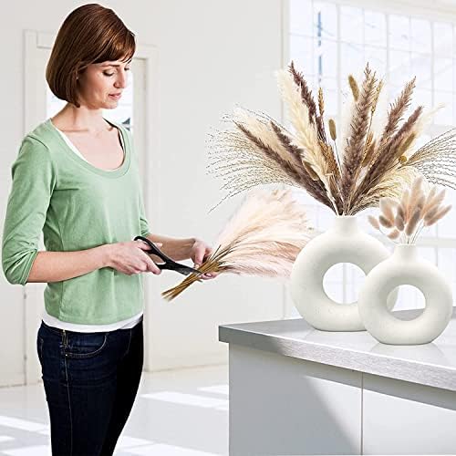 White Ceramic Vases 2 Pack Modern Home Decor