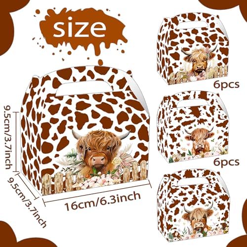 JeVenis 12 Piece Highland Cow Party Favor Set
