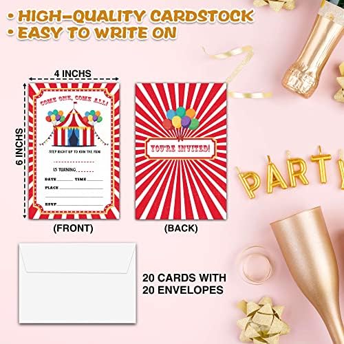 Carnival Birthday Invitations with Envelopes for Kids