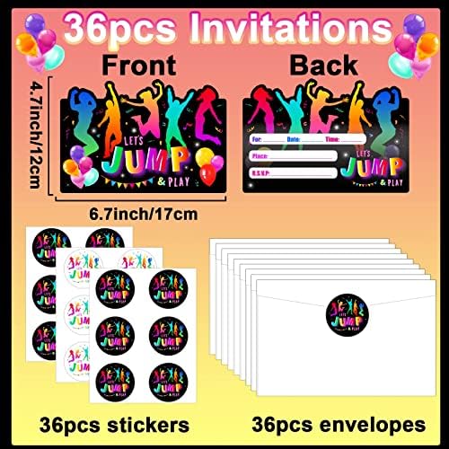 36pcs Bounce House Party Invites with Envelopes and Stickers