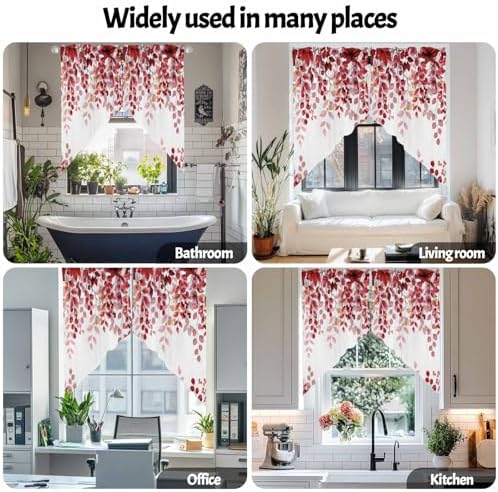 Savannan Red Leaves Rod Pocket Curtains 2 Panel