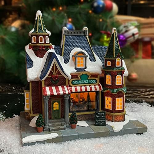 Moments In Time Resin Christmas Village Building with LED Lights and Music