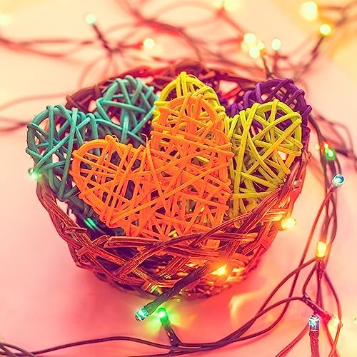 MECCANIXITY 16Pcs Heart Shaped Rattan Ball Vase Filler Coffee 236 In