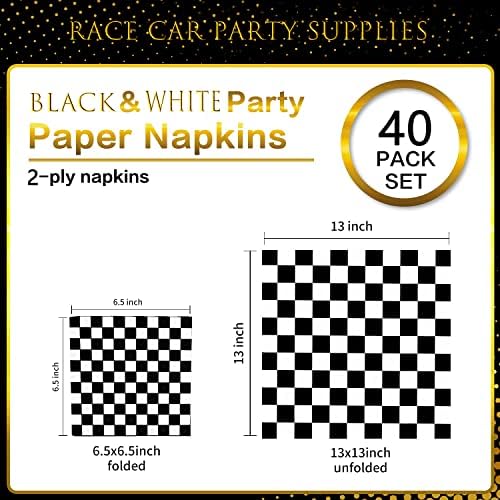 40Pcs Checkered Flag Napkins for Race Themed Party