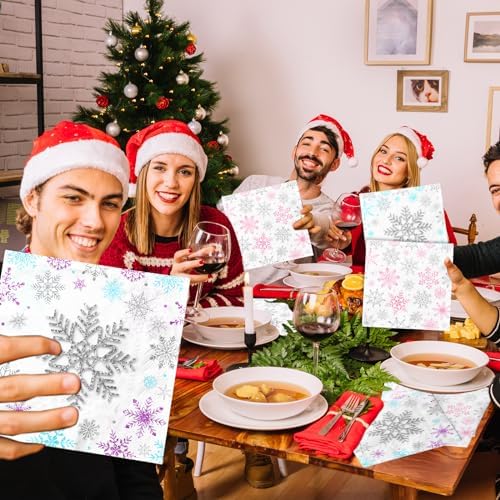 40pcs Winter Snowflake Napkins for Parties and Holidays