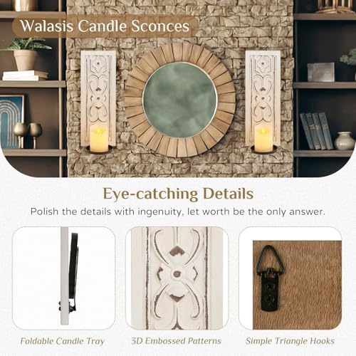 Walasis Rustic Candle Sconces Wall Decor Set of 2