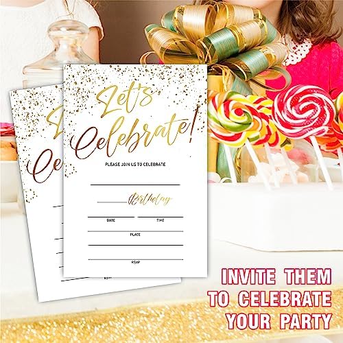 Lets Celebrate 20 Golden Classic Invites With Envelopes