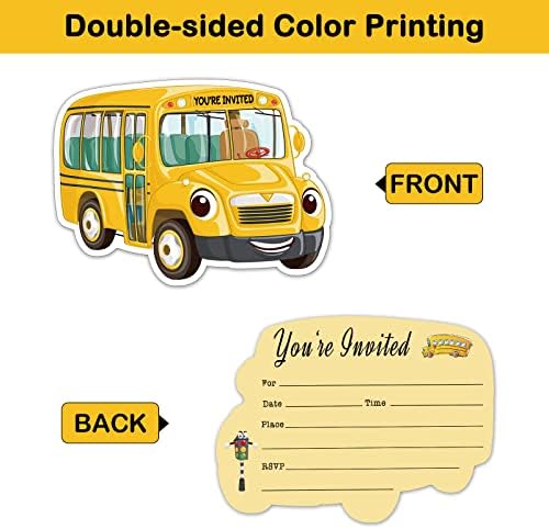 REWIDPARTY 20 Pack School Bus Shaped Invitations