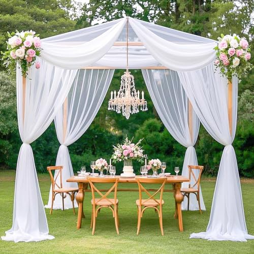 MODFUNS White Wedding Arch Drapes 4 Panels 5x30ft Sheer Curtains