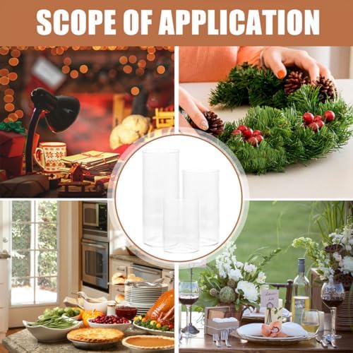 Cabilock Candle Cylinder Tube Cover Glass Shades for Wedding Banquet Centerpieces