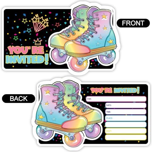 Roller Skating Party Invitation Cards Set of 30