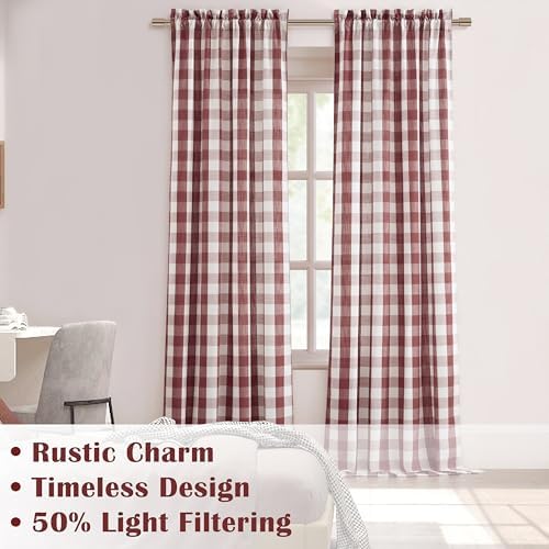 Red Buffalo Plaid Check Curtain Panels 40x84