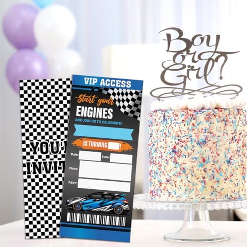 Race Car Birthday Invitations Set of 20 with Envelopes