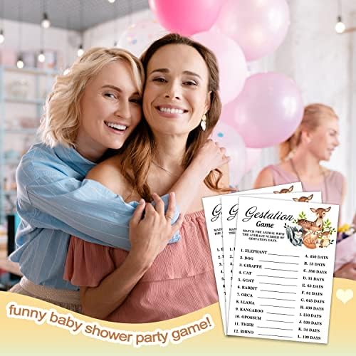 Safari Animals Gestation Game Cards for Baby Shower Party