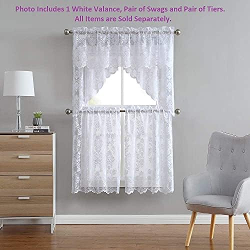Warm Home Designs 30x38 White Knitted Lace Kitchen Swags