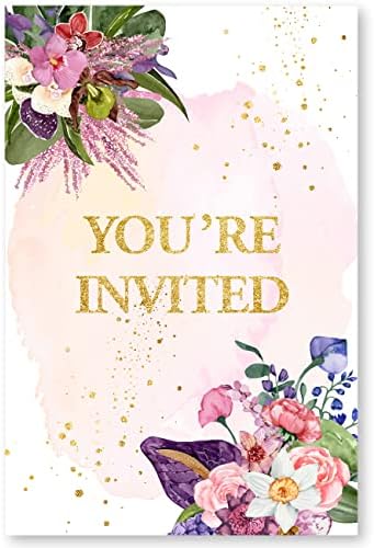 Soiceu Floral Party Invitations Set of 20 with Envelopes