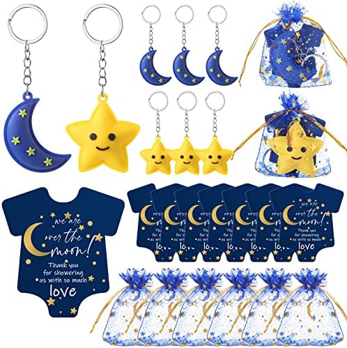 150 Pcs Baby Shower Keychains with Thank You Cards and Organza Bags